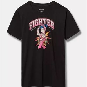 Breast Cancer Plus Size 4x 5x Black T-shirt Pink 'Fighter'  Graphic Shirt Torrid